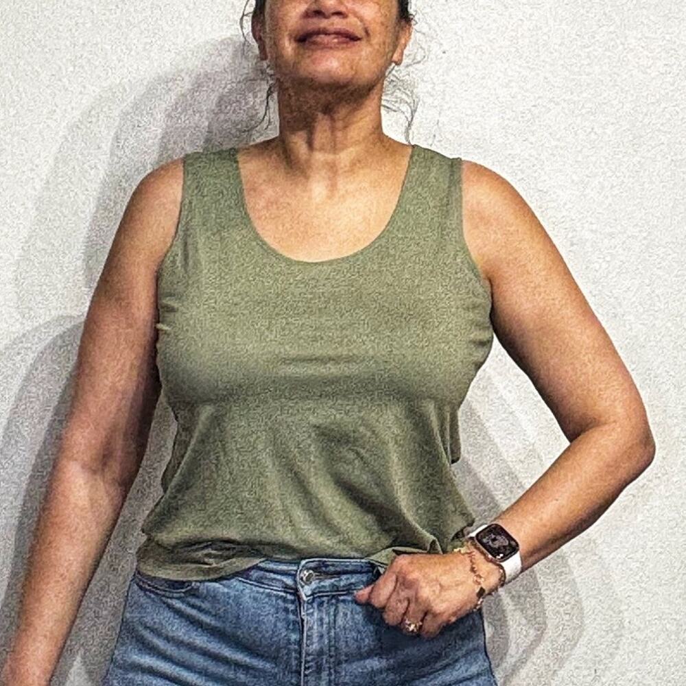 Chico's Green Sleeveless Fitted Cami Sz 2/L